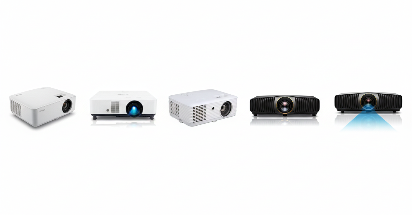 A projector displaying a chart in a modern conference room